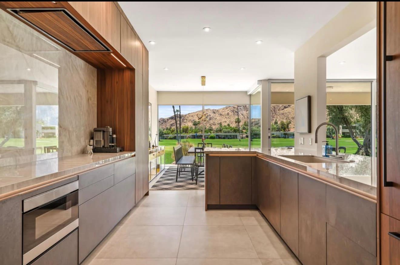 Dining area with mountain views