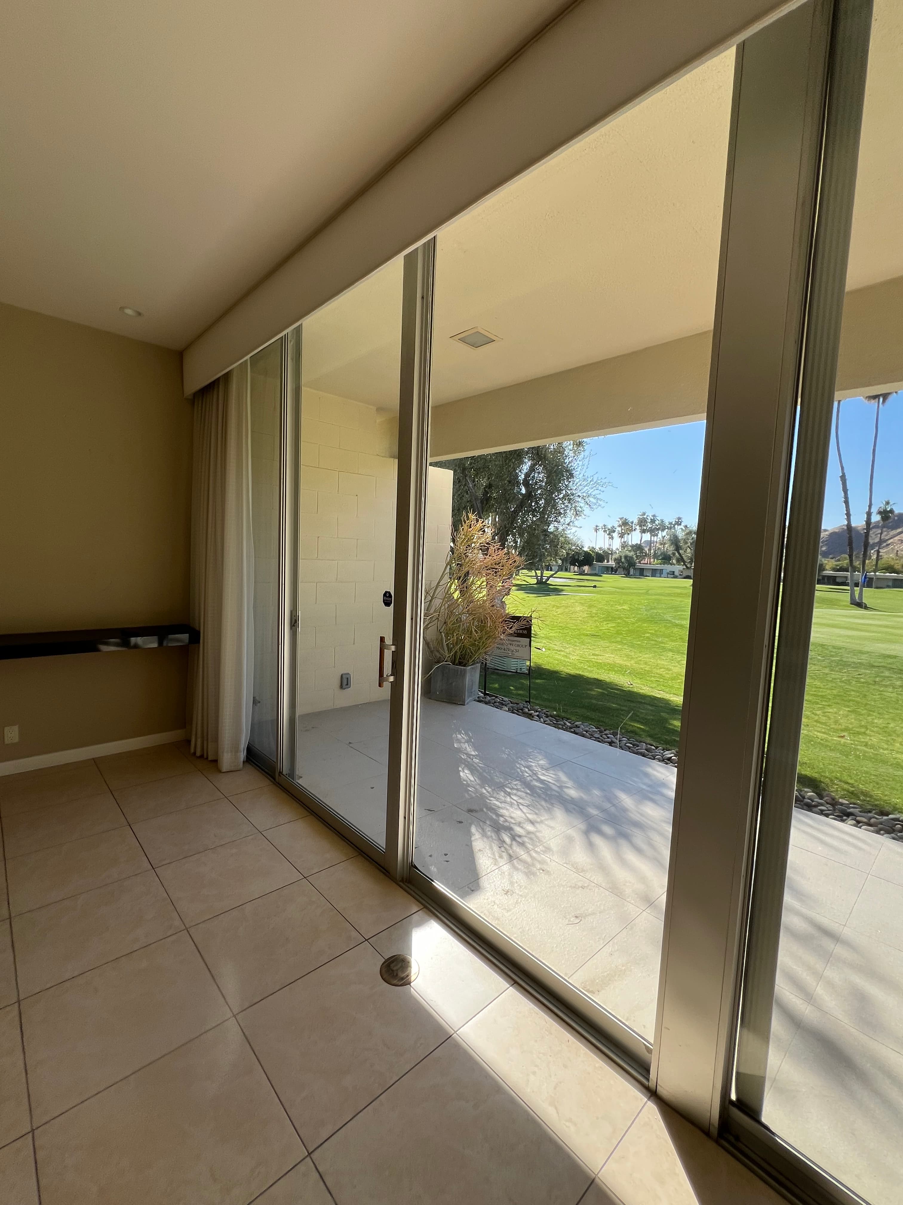 before sliding doors to outdoor area
